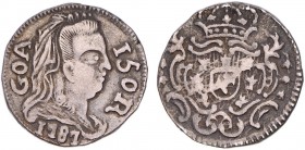 India - D. Maria I (1788-1799)
Silver - Meio Pardau 1787, Goa, Widow's Veil, G.29.01, FV M1.79, KM.199, 2.71g, Almost Extremely Fine