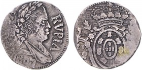 India - D. João, Prince Regent (1799-1816)
Silver - Rupia 1807, Goa, G.17.01, FV JR.13, KM.219, 10.90g, Almost Very Fine
