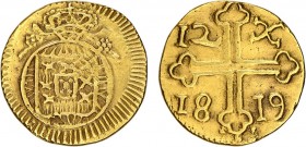 India - D. João VI (1816-1826)
Gold - 12 Xerafins 1819, Goa, G.35.02, FV J6.01, KM.246, 4.63g, Very Fine