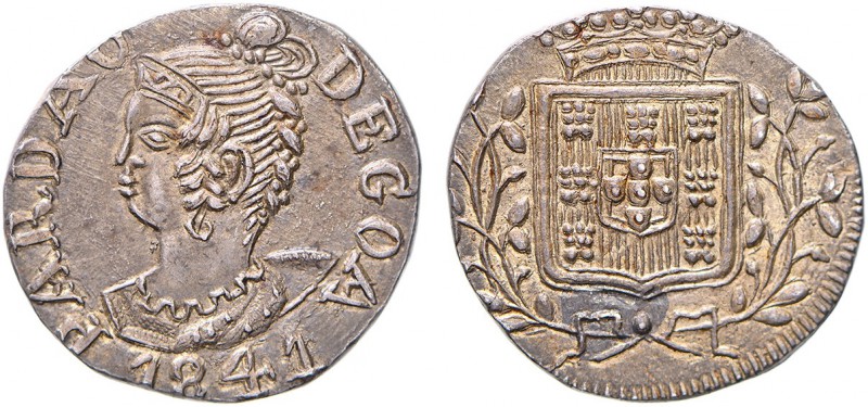 India - D. Maria II (1834-1853)
Silver - Pardau 1841, Goa, Rare, G.18.04, FV M2...