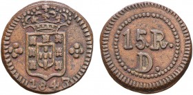 India - D. Maria II (1834-1853)
15 Réis 1843, Daman, G.12.01, FV M2.69, KM.25, 9.15g, Almost Extremely Fine