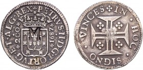 Mozambique - D. José I (1750-1777)
Silver - Countermark "M" on Meio Cruzado 1687 (G.56.03), D. Pedro II, axis at 9h, Ex-Col. Barbas, G.-, 8.55g, Choi...