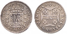 Mozambique - D. José I (1750-1777)
Silver - Countermark "M" on 6 Vinténs ND (G.23.01), D. José I, Ex-Col. Barbas, G.09.01, 3.72g, Almost Extremely Fi...