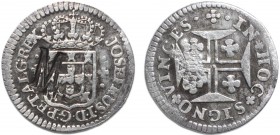 Mozambique - D. José I (1750-1777)
Silver - Countermark "M" on 3 Vinténs ND, D. José I, G.08.01, 1.49g, Very Fine