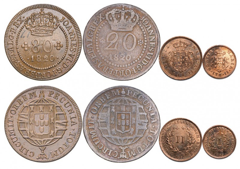 Mozambique - D. João VI/D. Maria II
Lot (4 Coins) - D. João VI: 80 Réis 1820, G...