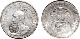 Mozambique - D. Carlos I (1889-1908)
Silver - Countermark "PM" on Rupia 1890, Guillelmus II (German East Africa) (KM.2), G.08.01, 11.64g, Very Fine