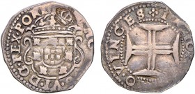 S. Tomé and Príncipe - D. Pedro V (1853-1861)
Silver - Countermark "Coroa Pequena" on Tostão, D. Afonso VI, G.18.01, 4.26g, Almost Very Fine