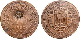 S. Tomé and Príncipe - D. Pedro V (1853-1861)
Countermark "Coroa Pequena" on 20 Réis 1820, D. João VI, to Mozambique, Very Rare, G.07.05, 3.96g, Good...
