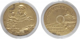 Medalhas - Santo António
Prata dourada - 1995 - Irene Vilar - 800 Anos do Nascimento de Santo António. 40mm. 33g. Prata 1000./:. SOBERBA