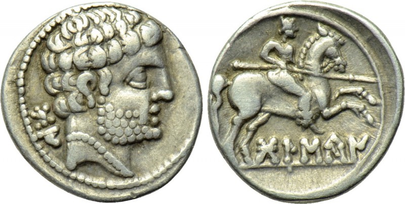 IBERIA. Bolskan. Denarius (Late 2nd century BC). 

Obv: Bare male head right; ...