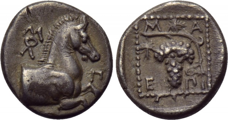 THRACE. Maroneia. Triobol (Circa 398-385 BC). 

Obv: Forepart of horse right; ...
