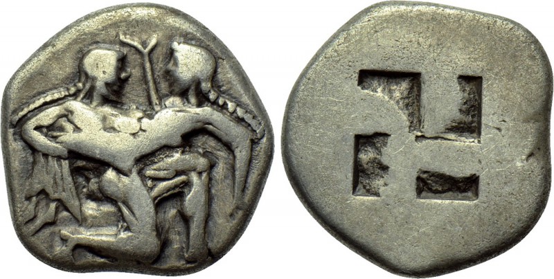 THRACE. Thasos. Stater (Circa 500-480 BC). 

Obv: Satyr advancing right, carry...