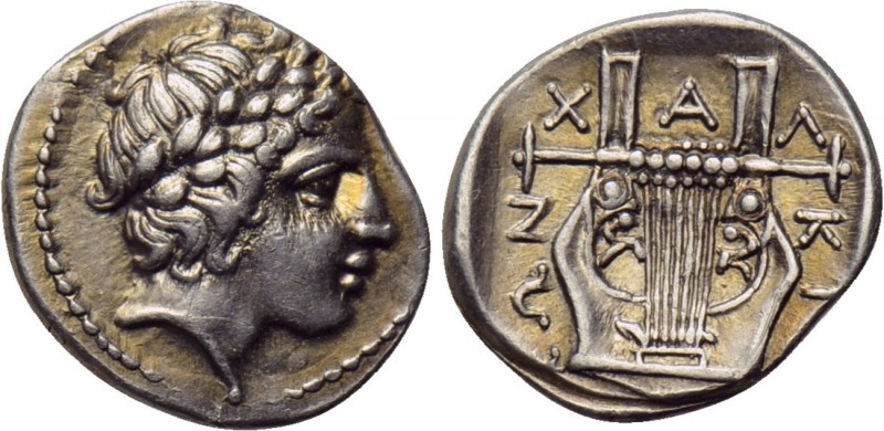 MACEDON. Chalkidian League. Tetrobol (Circa 382-379 BC). Olynthos. 

Obv: Laur...