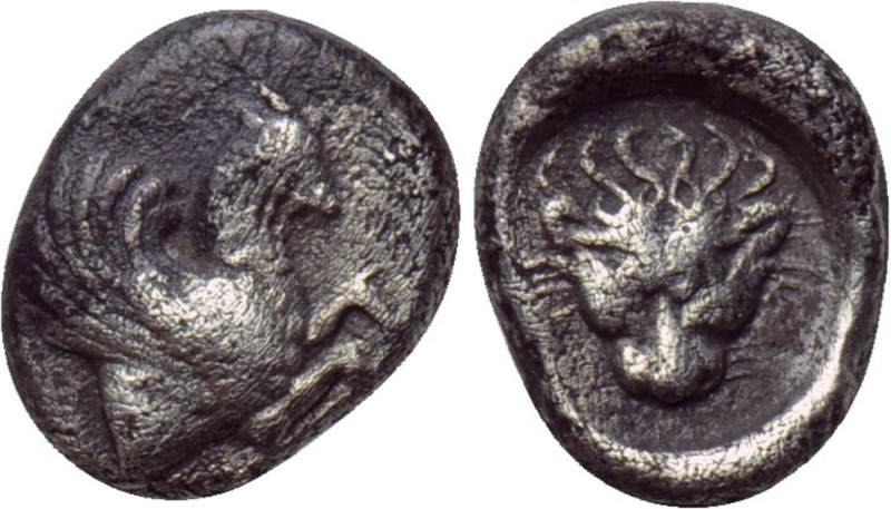 ASIA MINOR. Uncertain. Diobol (5th century BC). 

Obv: Forepart of winged goat...