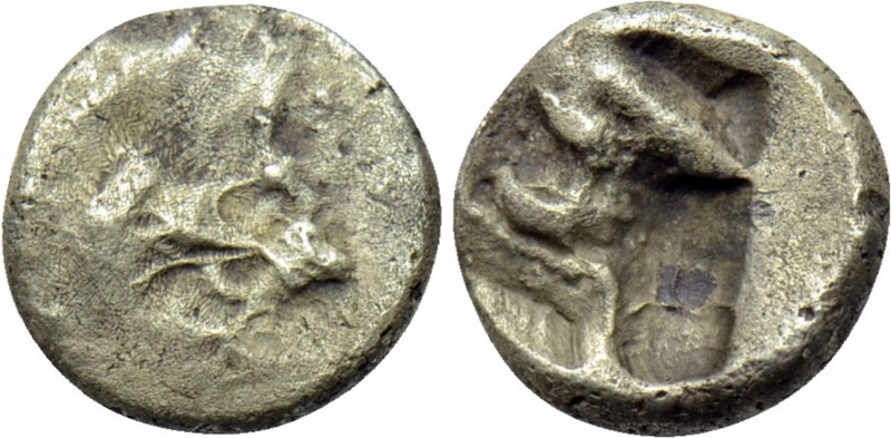 MYSIA. Kyzikos. Obol (Circa 550-480 BC). 

Obv: Head of boar right, holding tu...