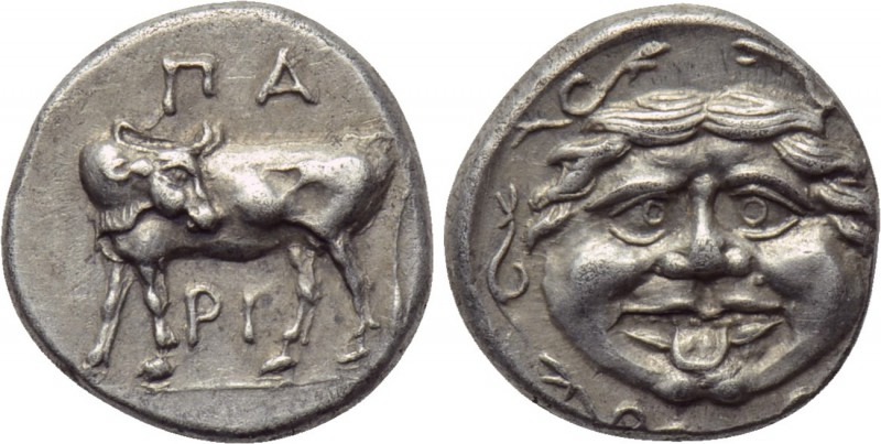 MYSIA. Parion. Hemidrachm (4th century BC). 

Obv: ΠAPI. 
Bull standing left,...