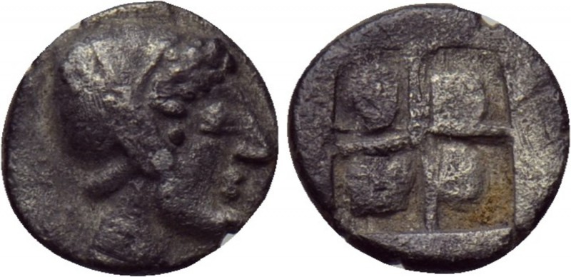 IONIA. Phokaia. Obol (Circa 521-478 BC). 

Obv: Archaic female head right, wea...