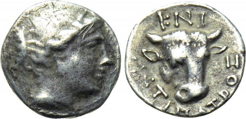CARIA. Knidos. Hemidrachm (Circa 300-225 BC). Antipatros, magistrate. 

Obv: H...