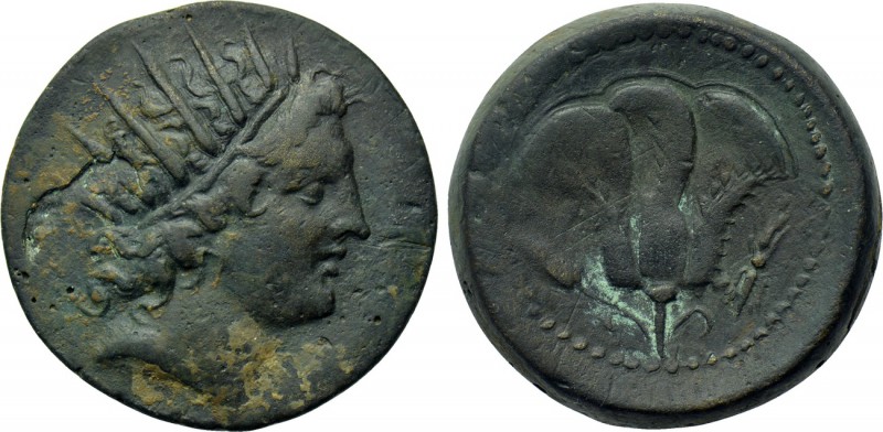CARIA. Rhodes. Ae (Circa 88-85 BC). 

Obv: Radiate head of Helios right.
Rev:...