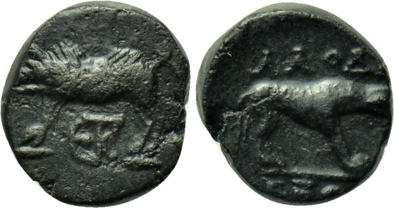 PHRYGIA. Laodikeia. Ae (1st century BC). 

Obv: Boar (river god Kapros) standi...
