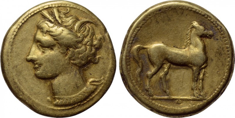 CARTHAGE. EL Stater (Circa 310-290 BC). 

Obv: Head of Tanit left, wearing gra...