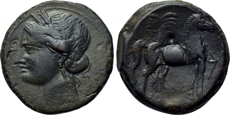 CARTHAGE. Second Punic War. Trishekel (Circa 220-215 BC). 

Obv: Head of Tanit...