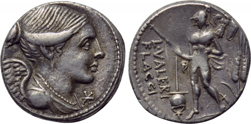 L. VALERIUS FLACCUS. Denarius (108 or 107 BC). Rome. 

Obv: Draped bust of Vic...