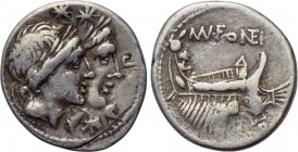MN. FONTEIUS. Denarius (108-107 BC). Rome.
