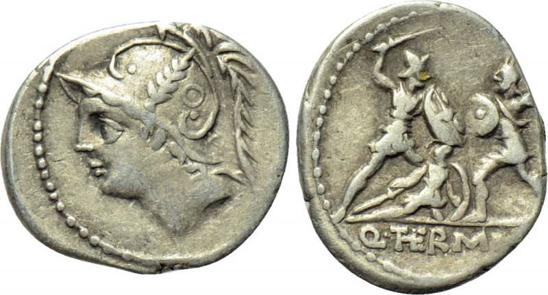 Q. THERMUS M. F. Denarius (103 BC). Rome. 

Obv: Helmeted head of Mars left.
...