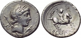PUB. CREPUSIUS. Denarius (82 BC). Rome.