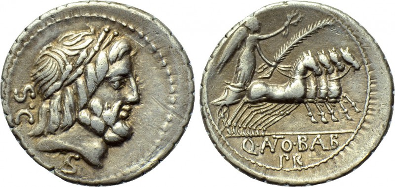 Q. ANTONIUS BALBUS. Serrate Denarius (83-82 BC). Rome. 

Obv: S C. 
Laureate ...