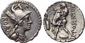 C. POBLICIUS Q. F. Serrate Denarius (80 BC). Rome.