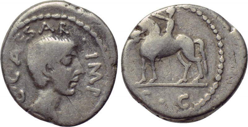 OCTAVIAN. Denarius (43 BC). Military mint traveling with Octavian in Cisalpine G...