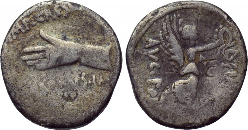 OCTAVIAN. Denarius (31 BC). Cyrene. L. Pinarius Scarpus, moneyer. 

Obv: IMP C...