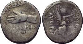 OCTAVIAN. Denarius (31 BC). Cyrene. L. Pinarius Scarpus, moneyer.