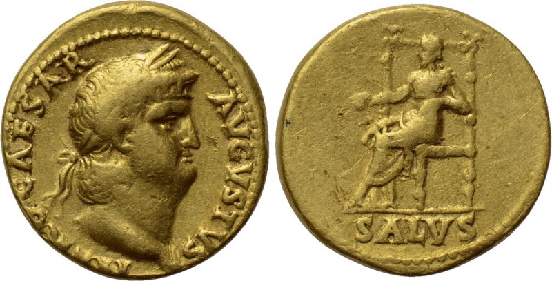 NERO (54-68). GOLD Aureus. Rome. 

Obv: NERO CAESAR AVGVSTVS. 
Laureate head ...