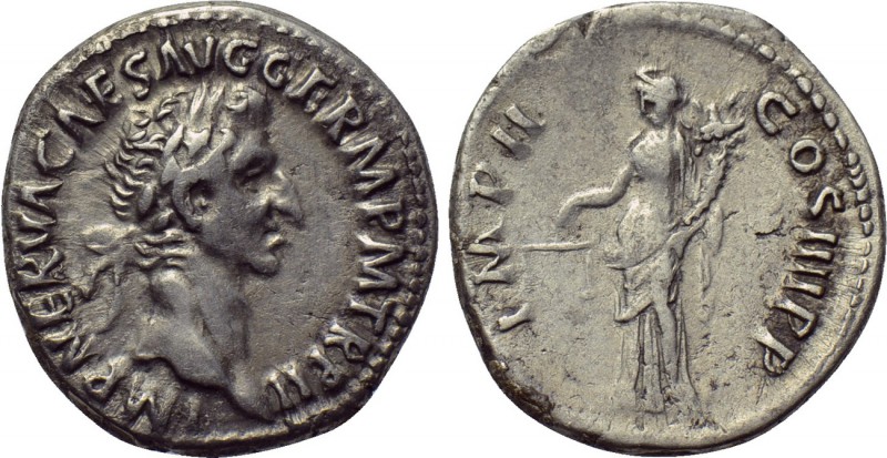 NERVA (96-98). Denarius. Rome. 

Obv: IMP NERVA CAES AVG GERM P M TR P II. 
L...