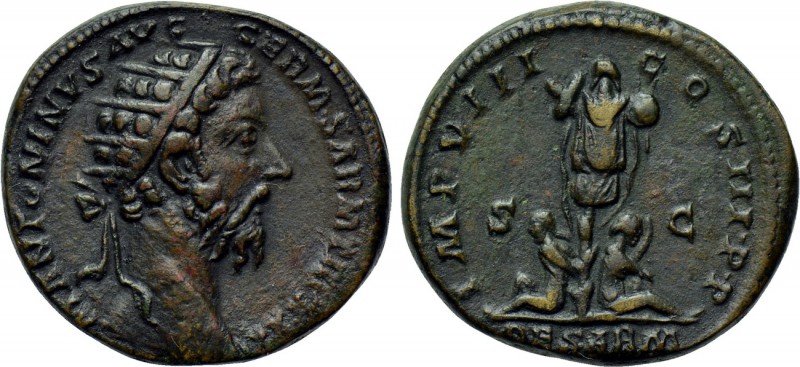 MARCUS AURELIUS (161-180). Dupondius. Rome. 

Obv: M ANTONINVS AVG GERM SARM T...