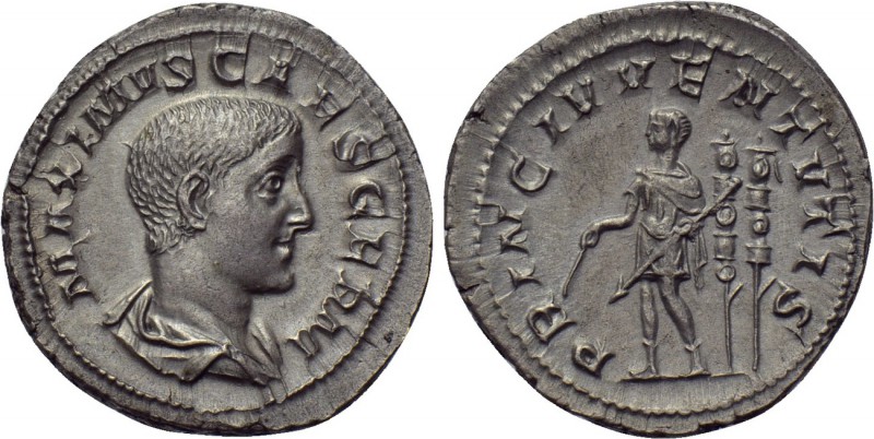 MAXIMUS (Caesar, 235/6-238). Denarius. Rome. 

Obv: MAXIMIVS CAES GERM. 
Bare...