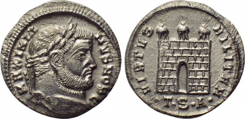 GALERIUS (Caesar, 293-305). Argenteus. Thessalonica. 

Obv: MAXIMIANVS NOB C. ...
