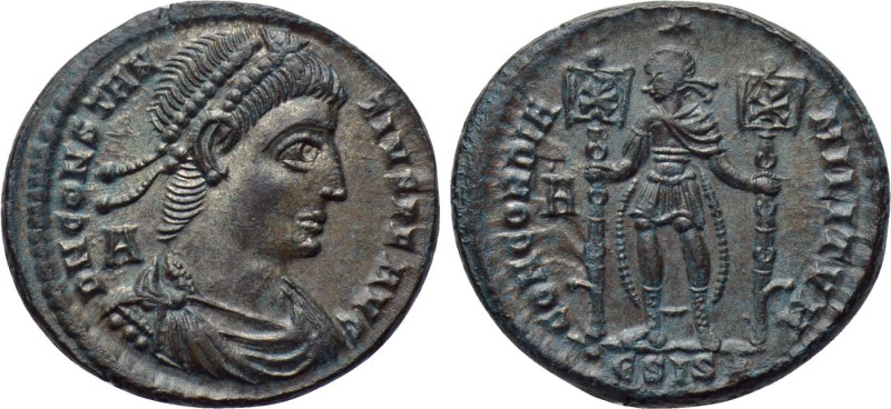 CONSTANTIUS II (337-361). Follis. Siscia. 

Obv: D N CONSTANTIVS P F AVG / A. ...
