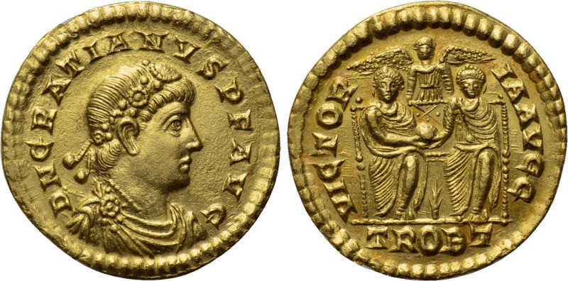 GRATIAN (367-383). GOLD Solidus. Treveri. 

Obv: D N GRATIANVS P F AVG. 
Diad...