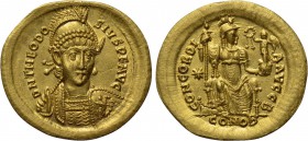 THEODOSIUS I (379-395). GOLD Solidus. Constantinople.