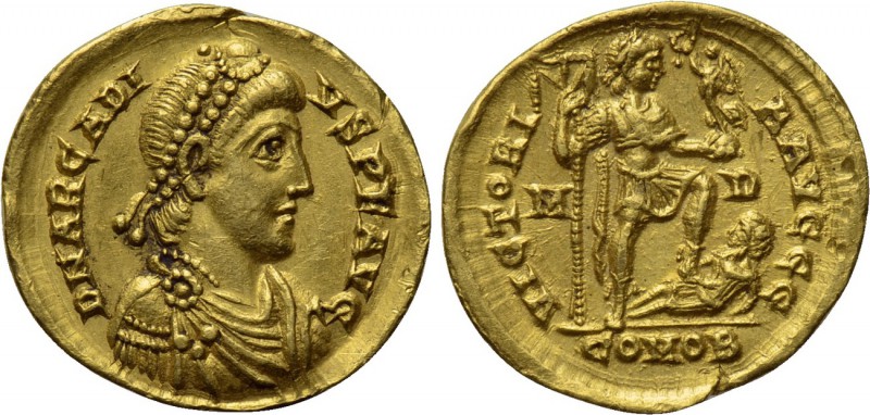 ARCADIUS (383-408). GOLD Solidus. Mediolanum. 

Obv: D N ARCADIVS P F AVG. 
D...