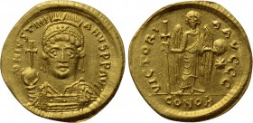 JUSTINIAN I (527-565). GOLD Solidus. Thessalonica.