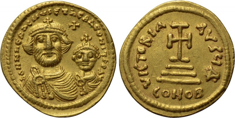 HERACLIUS with HERACLIUS CONSTANTINE (610-641). GOLD Solidus. Constantinople. 
...