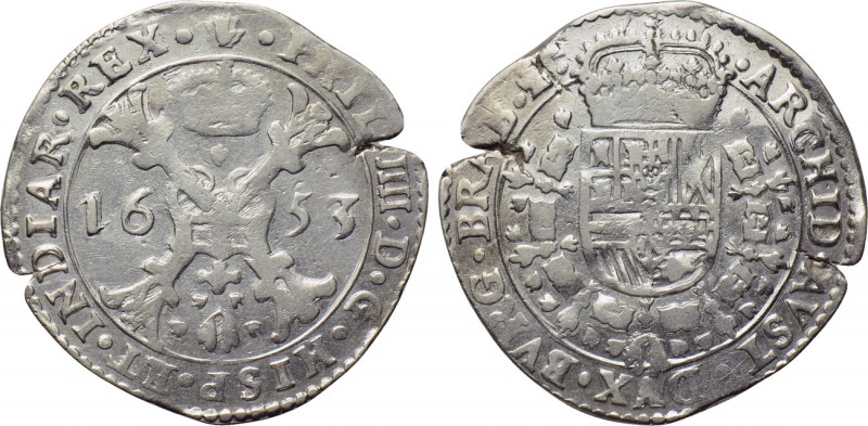 BELGIUM. Spanish Netherlands. Brabant. Philip IV of Spain (1621-1665). 1/2 Patag...