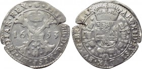 BELGIUM. Spanish Netherlands. Brabant. Philip IV of Spain (1621-1665). 1/2 Patagon (1653). Anvers (Antwerp).
