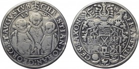 GERMANY. Sachsen (Albertiner). Christian II with Johann Georg I and August (1591-1611). Reichstaler (1592-HB). Dresden.