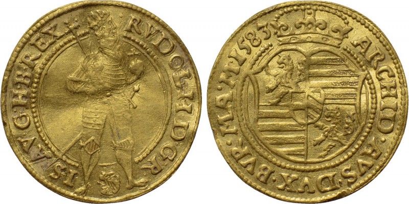 HOLY ROMAN EMPIRE. Rudolf II (1576-1612). GOLD Dukat (1583). Praha (Prague). 
...